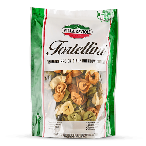 Un emballage de Tortellini arc-en-ciel aux 3 fromages de Villa Ravioli
